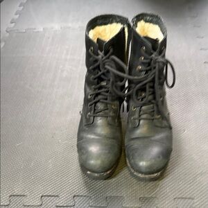 UGG Black Combat Boots with Cream Lining